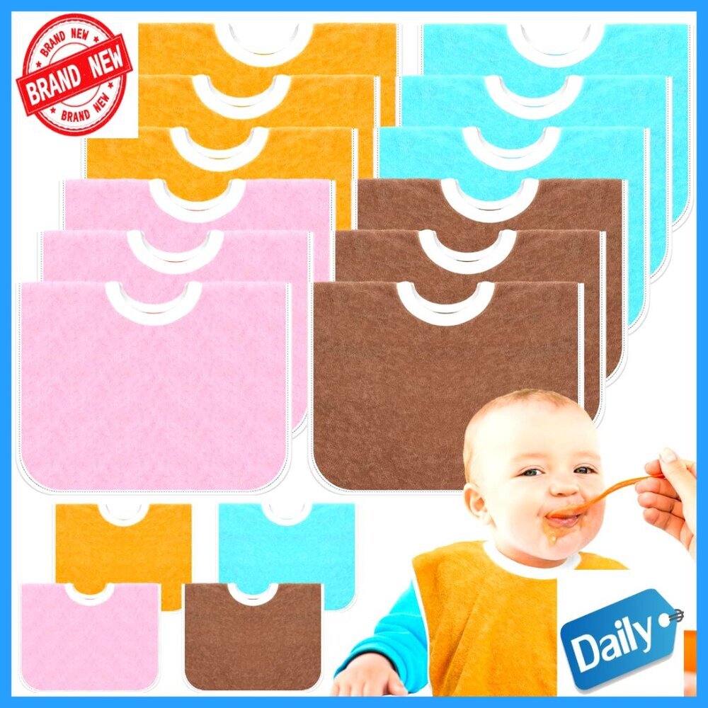 12 Pack Toddler Pullover Bibs Full Coverage Cotton Absorbent Slip On